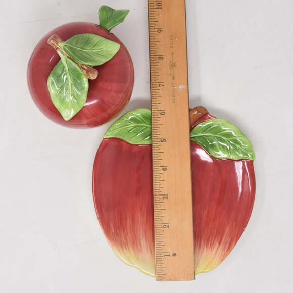 VTG Apple Shaped Jam Jar Lid Plate Spoon Cottagecore Farmhouse Granny Condiment - Picture 12 of 15